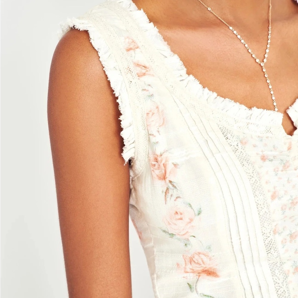 White Floral Pintuck Top LOVESHACKFANCY SZ 2 Corvelle Bustier Top nwt